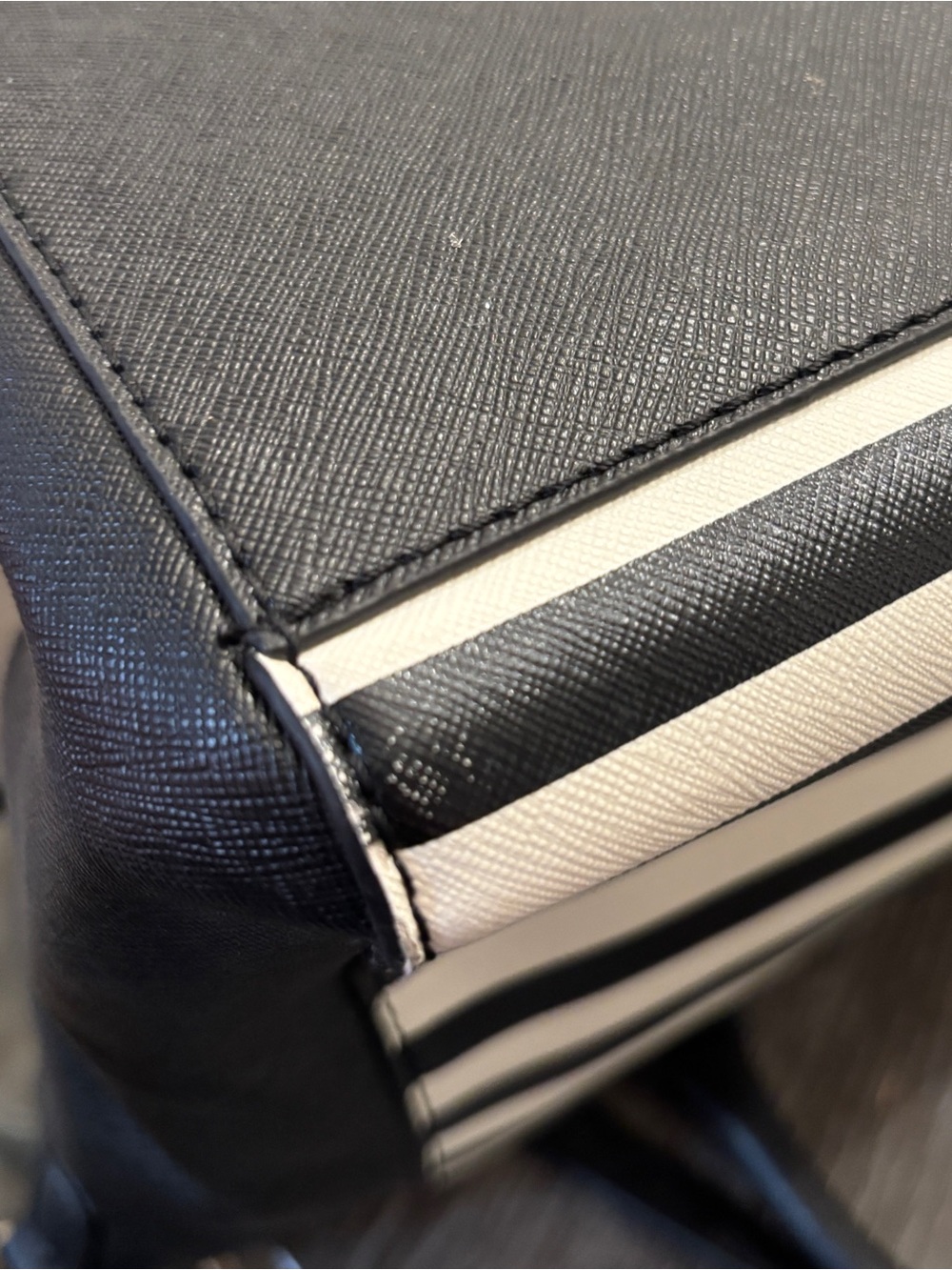 Aldo Black and White Striped Satchel with Gold Accents - Picture 8 of 12